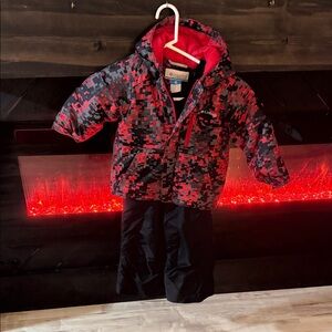 Columbia Kids Pixel Pattern Red and Black Snowsuit